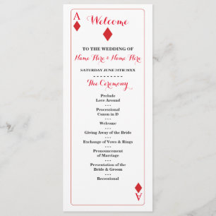 Vegas Casino Diamond Palling Cards Wedding Program Programmakaart