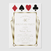 Vegas Casino Great Gatsby 40ste verjaardag Poker Vellum Uitnodigingen (Voorkant)