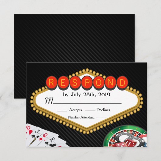Vegas Casino Marquee RSVP Kaartje (Voorkant / Achterkant)