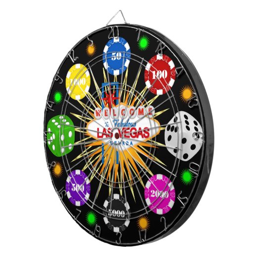 Vegas Casino Nacht Dartboard Dartbord (Voorkant Rechts)