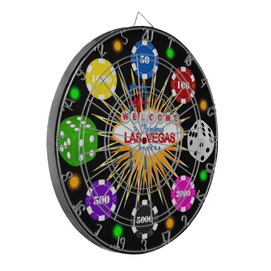 Vegas Casino Nacht Dartboard Dartbord (Voorkant Links)