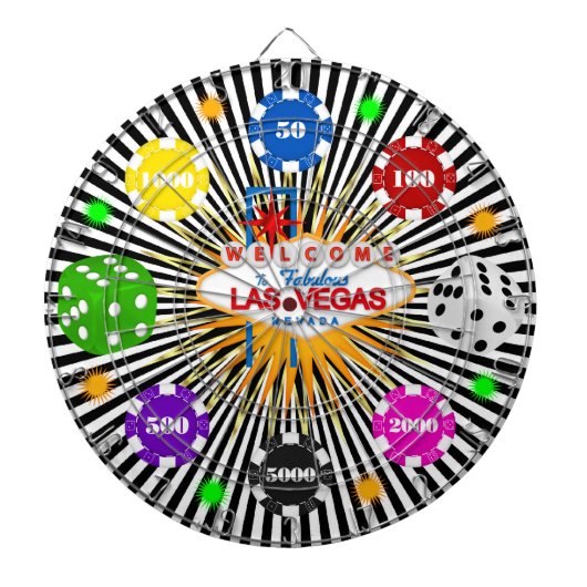 Vegas Casino Nacht Dartboard Dartbord (Voorkant)