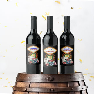 Vegas Casino Nacht Verjaardag / Afscheidsparty voo Wijn Etiket