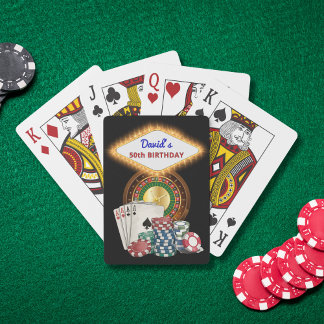 Vegas Casino Nacht Zwarte Verjaardagsfeest Artikel Pokerkaarten
