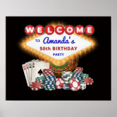 Vegas Casino Night Black Birthday Party Welcome Poster (Voorkant)