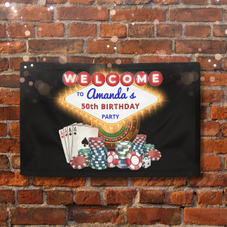 Vegas Casino Night Black Birthday Party Welcome Spandoek