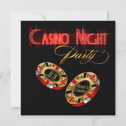 Vegas Casino Night VRAAG ME OM JE NAAM OP DE CHIPS Kaart (Voorkant)