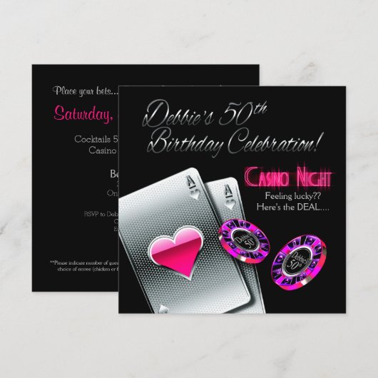 Vegas Casino Party 50th Birthday Kaart (Voorkant / Achterkant)