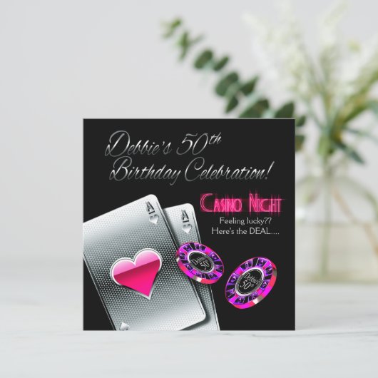 Vegas Casino Party 50th Birthday Kaart (Staand voorkant)