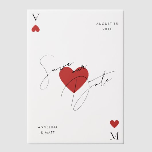 Vegas Casino Playing Card Wedding Vellum Uitnodigingen (Voorkant)