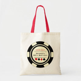 Vegas Casino Poker Chip Black Off-White Birthday Tote Bag