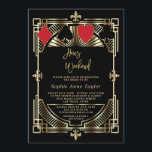Vegas Casino Royale Art Deco Bachelorette Weekend Kaart<br><div class="desc">Luxury Gold Art Deco Vegas Bachelorette Weekend Casino Royale Style-ontwerp. Het is voorzien van een faux gold Art Deco uit de jaren 20 van de vorige eeuw, koninklijk goud Fleur-de-lis, modern handgeschreven script: Hens Weekend and Details, speelkaartjes. Het gebruik personaliseert hulpmiddel om uw info toe te voegen. Meer ideeën in...</div>