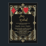Vegas Casino Royale Art Deco Bachelorette Weekend Kaart<br><div class="desc">Luxury Gold Art Deco Vegas Bachelorette Weekend Casino Royale Style-ontwerp. Het is voorzien van een faux gold Art Deco uit de jaren 20 van de vorige eeuw, koninklijk goud Fleur-de-lis, modern handgeschreven script: Hens Weekend and Details, speelkaartjes. Het gebruik personaliseert hulpmiddel om uw info toe te voegen. Meer ideeën in...</div>