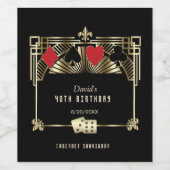 Vegas Casino Royale Great Gatsby 40th Birthday Wijn Etiket (Enkel label)