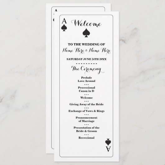 Vegas Casino Schoppen Trouwprogramma Programmakaart (Voorkant / Achterkant)