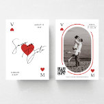 Vegas Casino Spelen Kaart Foto QR Code Bruiloft<br><div class="desc">Verras uw dierbaren met deze ultra stijlvolle save the date uitnodiging,  met stijlvol script,  harten en bewerkbare details. Pas het eenvoudig aan met de opties "personaliseren" en "ontwerpgereedschap gebruiken".</div>