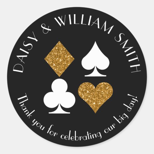 Vegas Casino Thema Aangepaste Sticker Gouden Glitt (Voorkant)