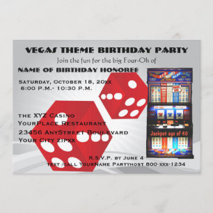 Vegas Casino Theme Adult Birthday Party Kaart
