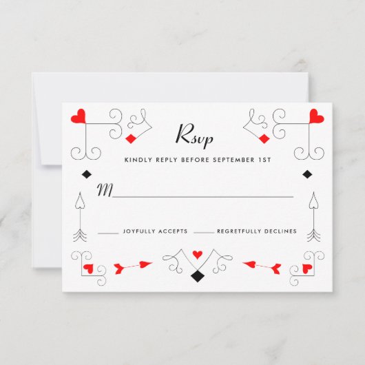 Vegas Cupido's Harten en Diamanten Wedding RSVP Au (Voorkant)