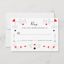 Vegas Cupido's Harten en Diamanten Wedding RSVP Au Kaartje