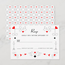 Vegas Cupido's Harten en Diamanten Wedding RSVP Au Kaartje