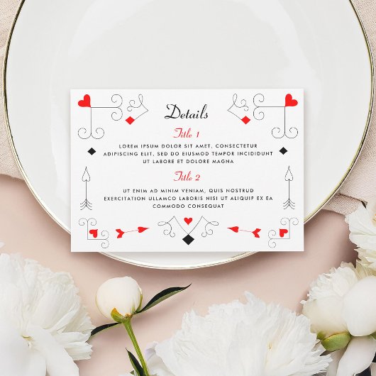 Vegas Cupid's Hearts and Diamonds 2-zijdig Details RSVP Kaartje
