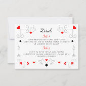 Vegas Cupid's Hearts and Diamonds 2-zijdig Details RSVP Kaartje (Voorkant)