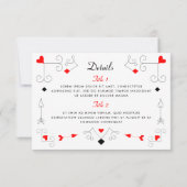 Vegas Cupid's Hearts and Diamonds 2-zijdig Details RSVP Kaartje (Achterkant)