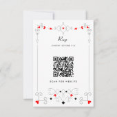Vegas Cupid's Hearts and Diamonds Wedding QR-code RSVP Kaartje (Voorkant)