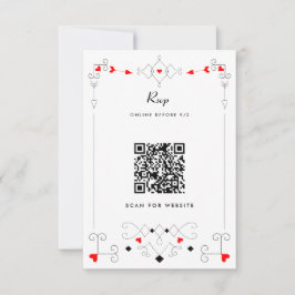 Vegas Cupid's Hearts and Diamonds Wedding QR-code RSVP Kaartje