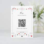 Vegas Cupid's Hearts and Diamonds Wedding QR-code RSVP Kaartje (Staand voorkant)