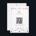 Vegas Cupid's Hearts and Diamonds Wedding QR-code RSVP Kaartje<br><div class="desc">Elegante cupido en poker geïnspireerde rsvp kaart met hart pijlen en diamanten</div>