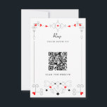 Vegas Cupid's Hearts and Diamonds Wedding QR-code RSVP Kaartje<br><div class="desc">Elegante cupido en poker geïnspireerde rsvp kaart met hart pijlen en diamanten</div>