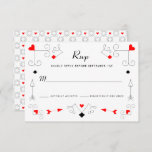 Vegas Cupid's Hearts and Diamonds Wedding RSVP<br><div class="desc">Elegant cupid en poker geïnspireerde rsvp-kaart met hartpijlen en diamanten. Deze kaart omvat niet de maaltijdlijn.  (Ik heb er één in het collectie die indien nodig doet)</div>