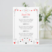 Vegas Cupid's Hearts Diamonds Wedding Details Informatiekaartje (Staand voorkant)