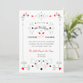 Vegas Cupid's Hearts Diamonds Wedding Invitation Kaart (Staand voorkant)