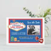 Vegas Destination Wedding sparen de Uitnodiging va (Staand voorkant)