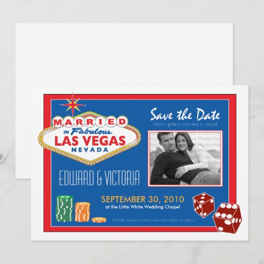 Vegas Destination Wedding sparen de Uitnodiging va (Voorkant / Achterkant)