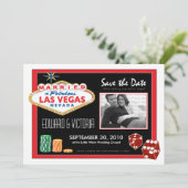 Vegas Destination Wedding sparen de Uitnodiging va (Staand voorkant)