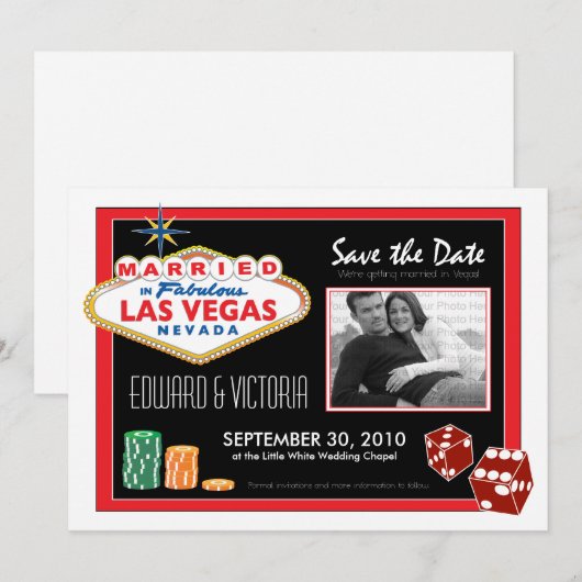Vegas Destination Wedding sparen de Uitnodiging va (Voorkant / Achterkant)