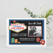 Vegas Destination Wedding sparen de Uitnodiging va (Staand voorkant)