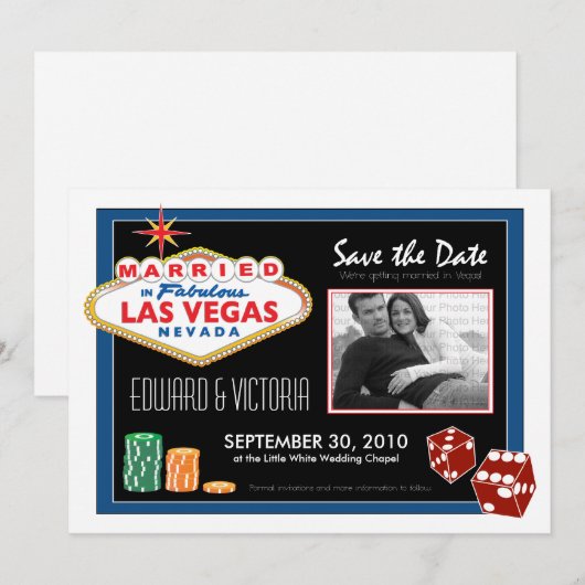 Vegas Destination Wedding sparen de Uitnodiging va (Voorkant / Achterkant)
