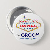 Vegas Destination Wedding the GROOM button (Voorkant /achterkant)