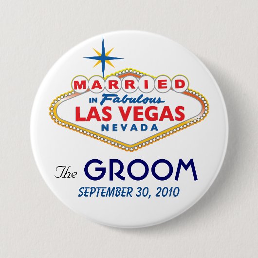 Vegas Destination Wedding the GROOM button (Voorkant)