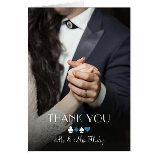 Vegas Destiny Blue Glitter Foto Bedankt Opmerking (Voorkant)