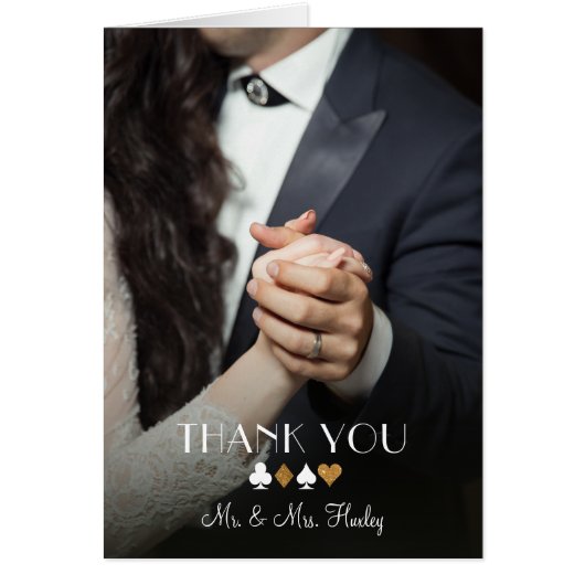 Vegas Destiny Gold Glitter Foto Bedankt Opmerking (Voorkant)