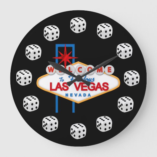 Vegas Dice Gambling Fun wall klok (Voorkant)