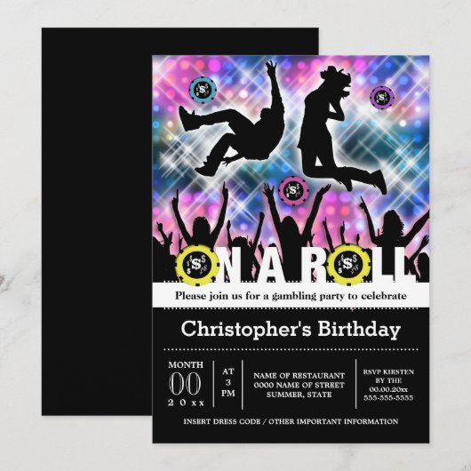 Vegas disco gokken thema party club scene kaart (Voorkant / Achterkant)