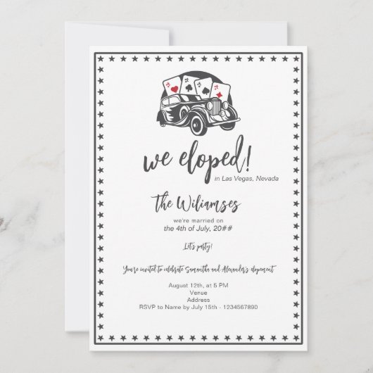 Vegas Elopement  Royal Flush Casino Wedding Kaart (Voorkant)