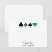 Vegas Faux Blauwgroen Glitter Flat Dank u kaart (Voorkant / Achterkant)